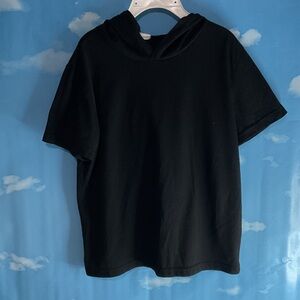 Black Short Sleeve Hoodie